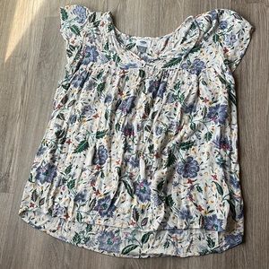 Old Navy cotton floral blouse with tassels